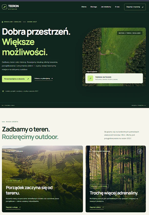 Projekt TEERON Outdoor — podgląd strony