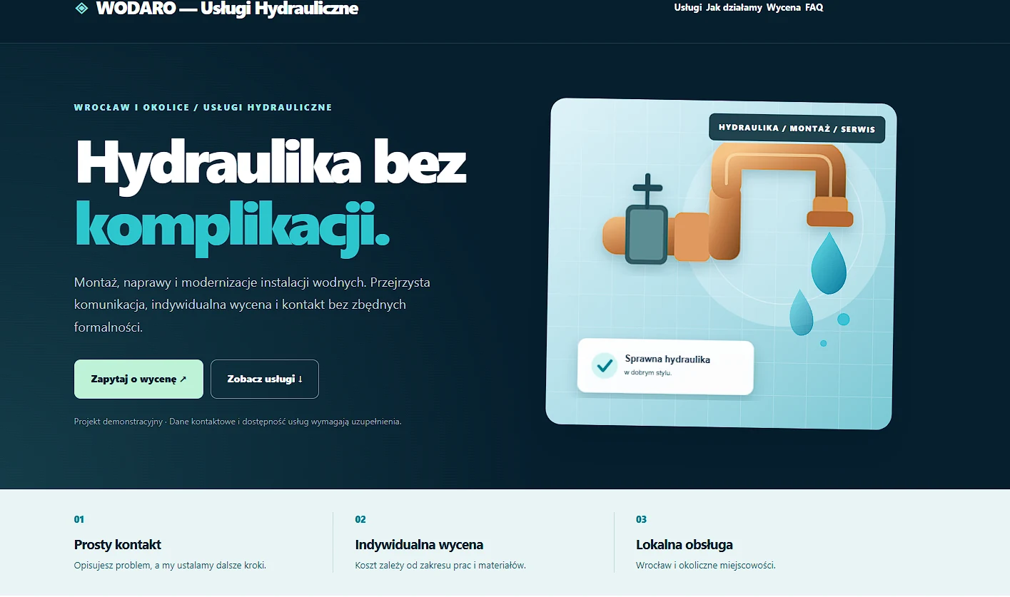 Projekt WODARO — podgląd strony